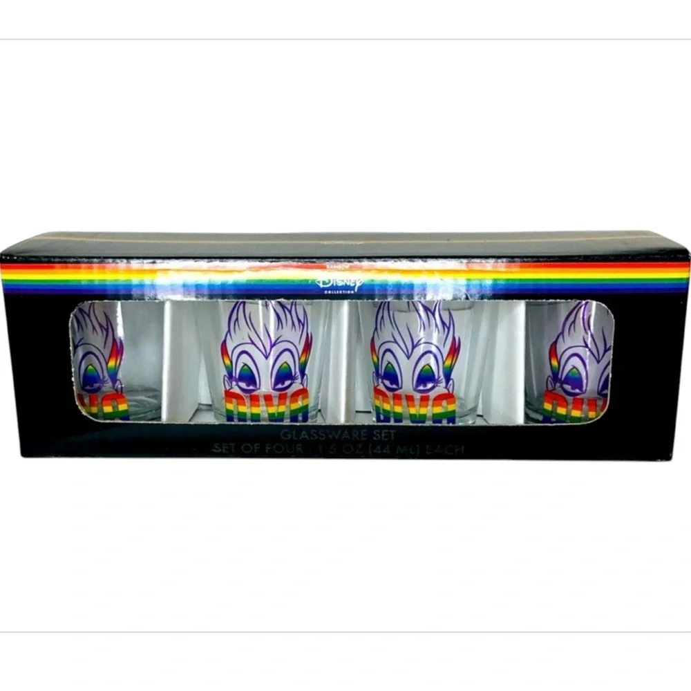 Disney Villain Ursula Shot Glass Set of Four Rainbow Collection Limited Edition